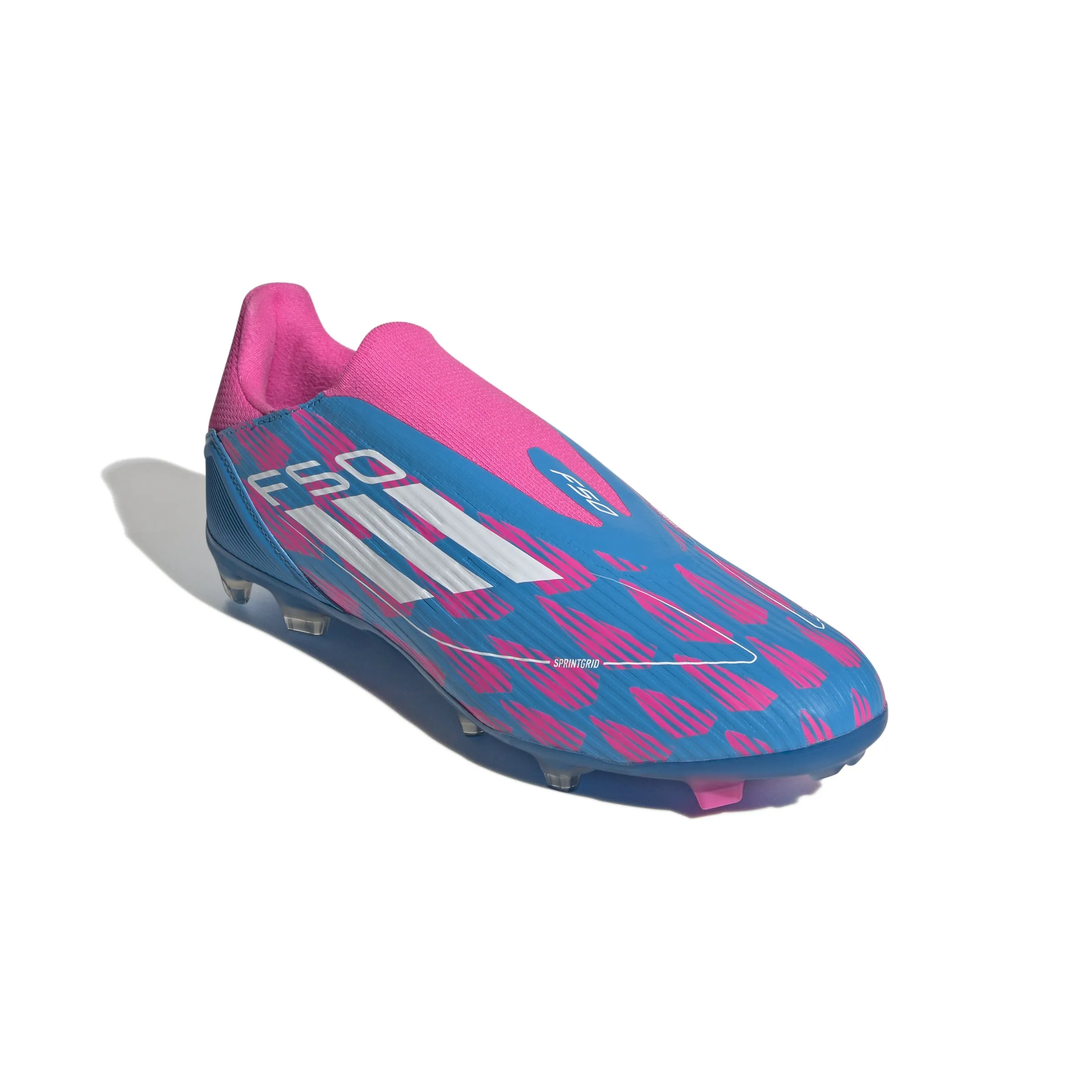 adidas F50 League Laceless FG Firm Ground Soccer Cleat Solar Blue/ White/ Solar Pink