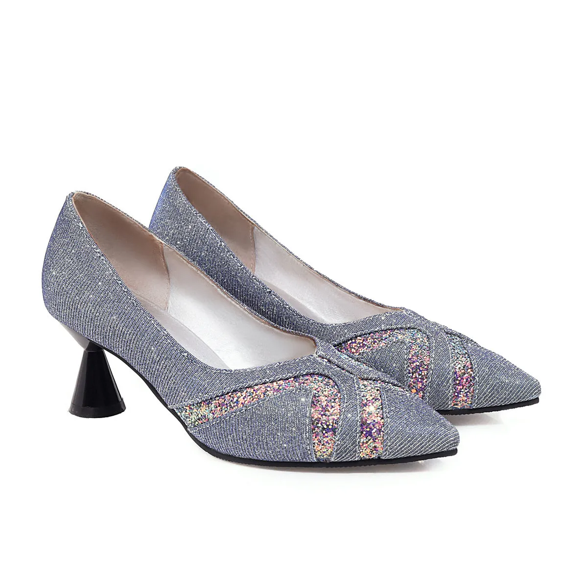 Bigsizeheels Sparkly dance shoes with chunky heels - Blue
