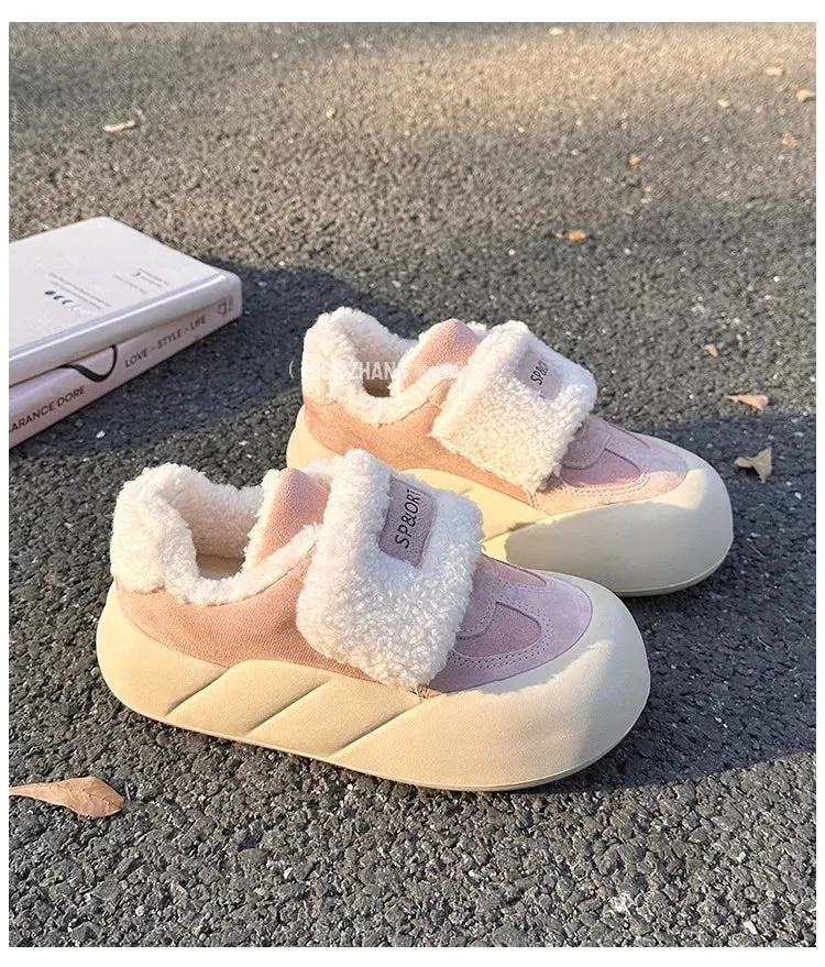 binfenxie  -  Fashion Casual Warm Cotton Shoes for Women Winter New Designer Fleecing Women's Vulcanize Shoes Pink Platform Board Shoe Ladies
