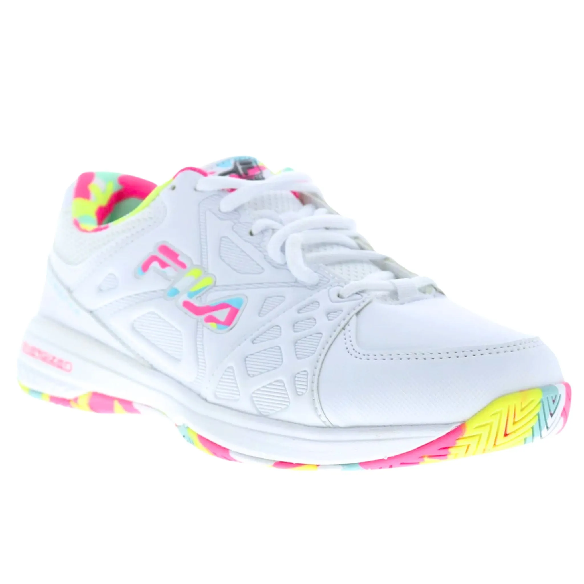 Fila Women's 5PM00605 199 Double Bounce 3 White Multi Pickleball Shoes