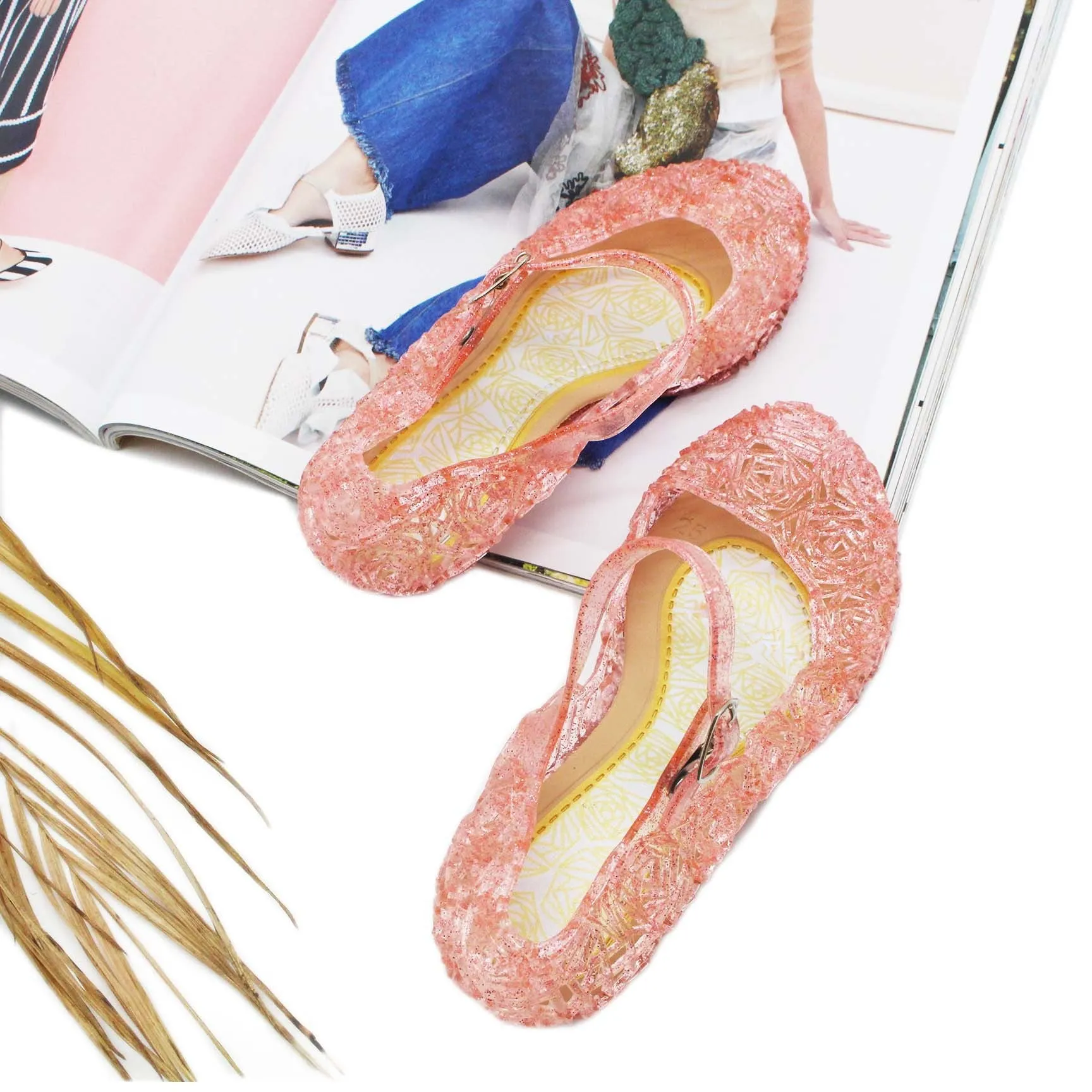 Floral Pattern Jelly Flats