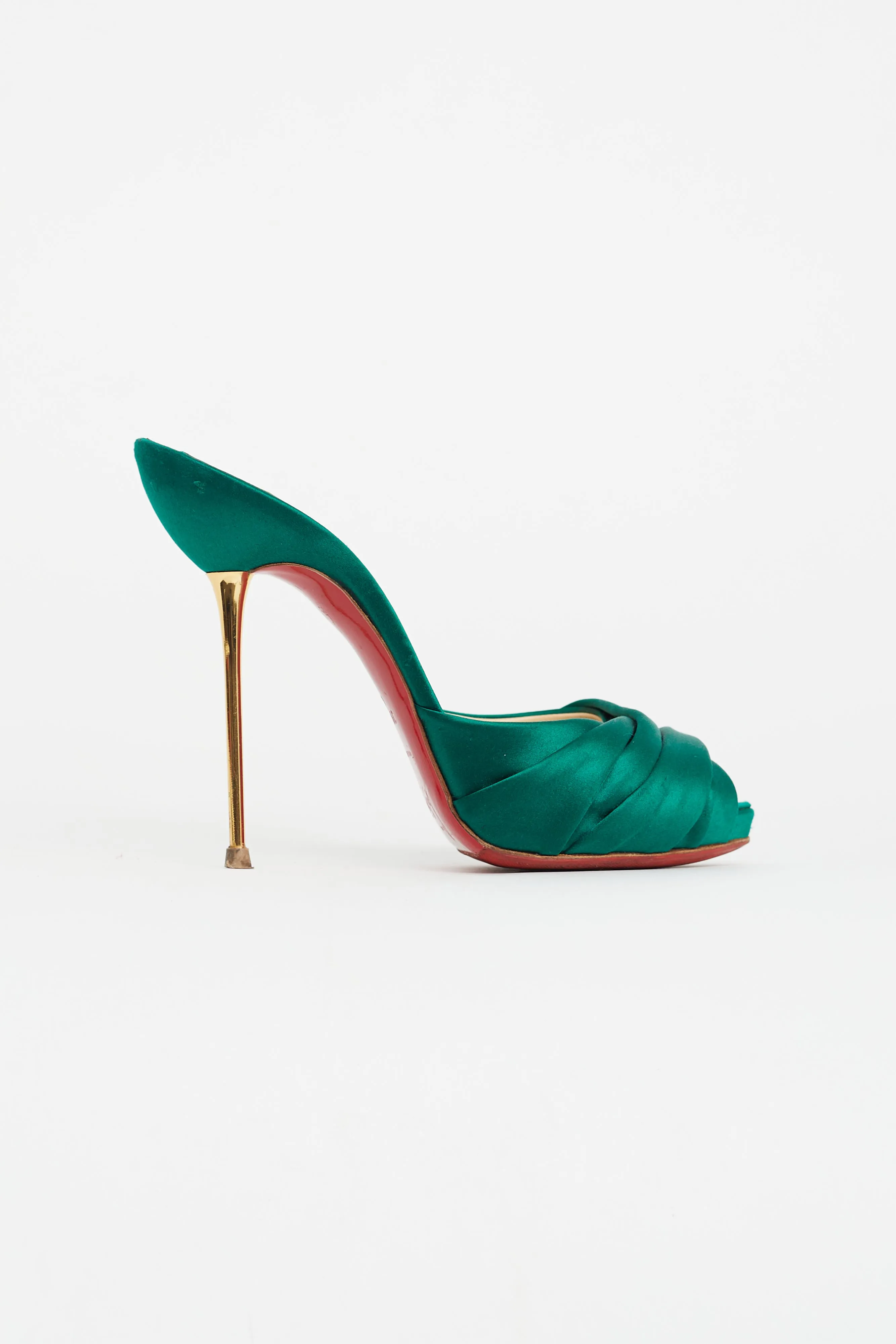 Green Satin Heeled Mule
