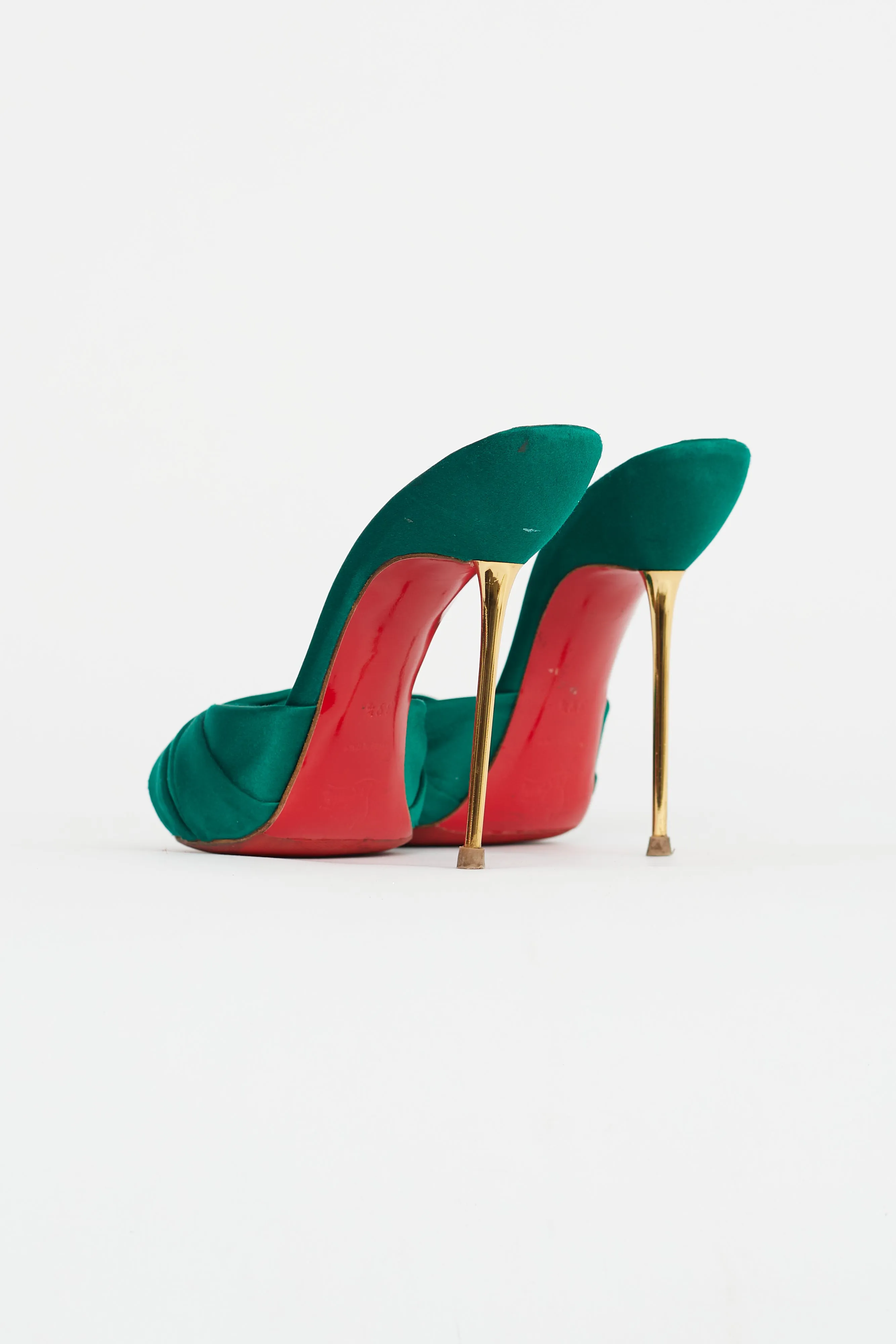 Green Satin Heeled Mule