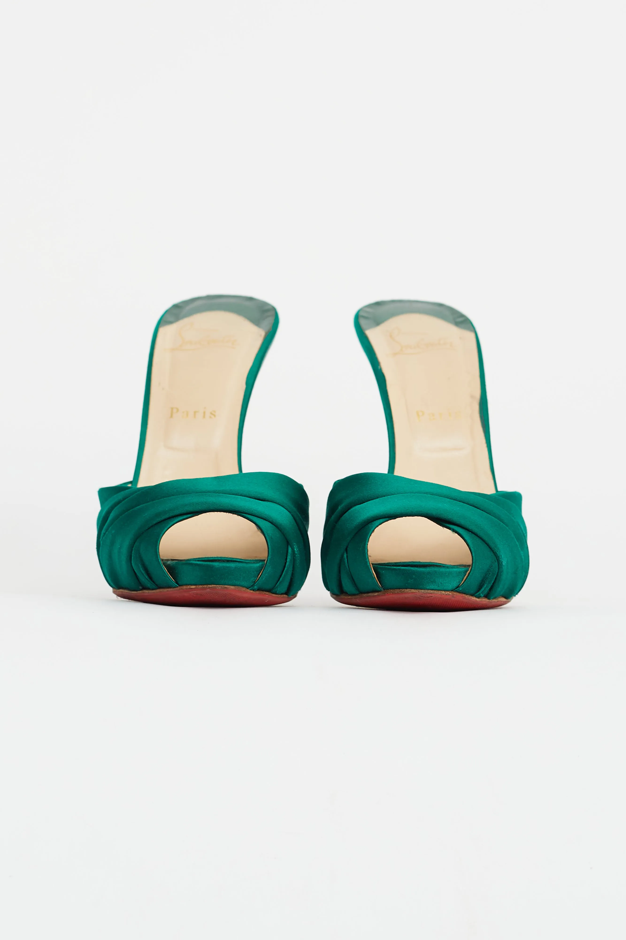 Green Satin Heeled Mule