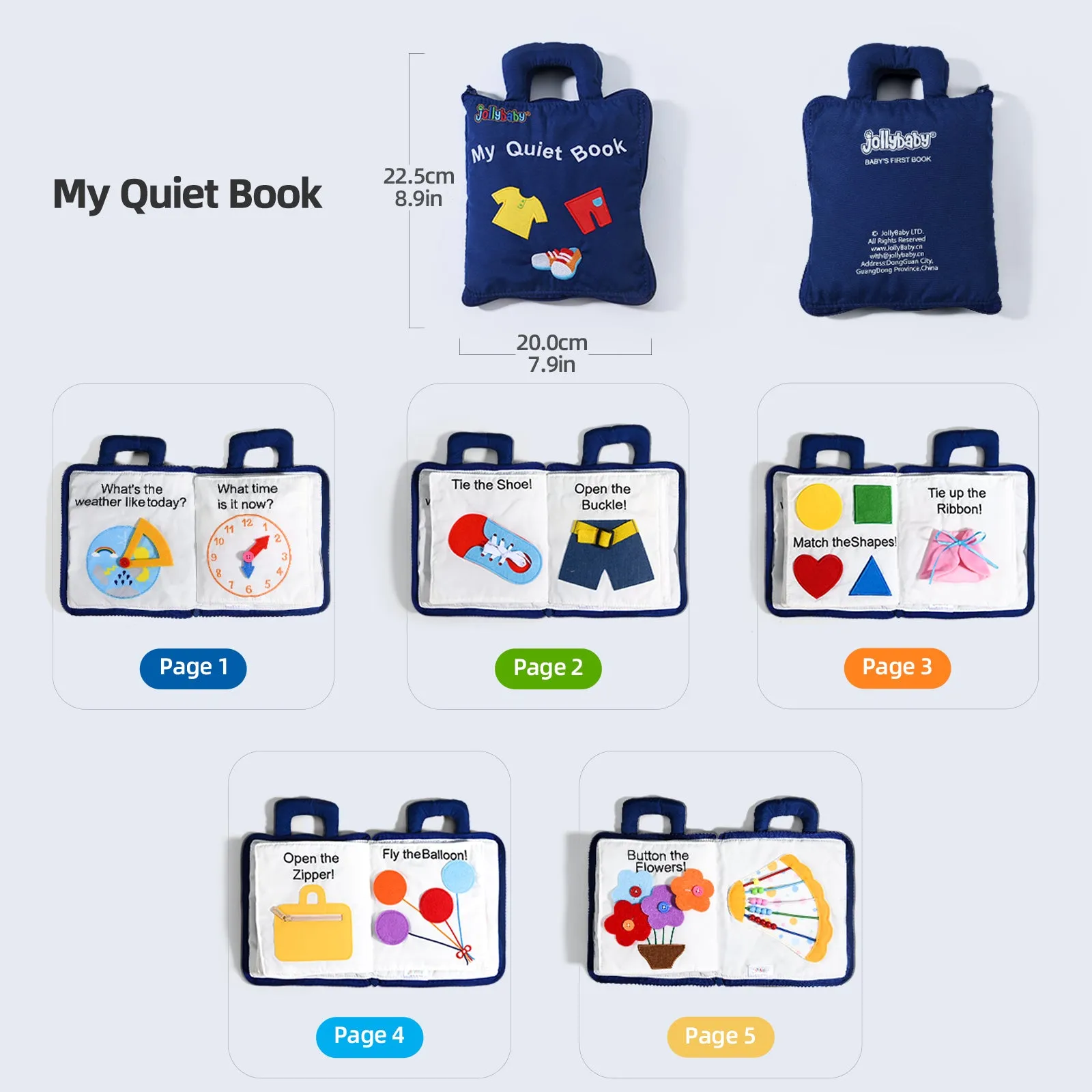 Jollybaby My Quiet Book 3D Montessori Activity Book