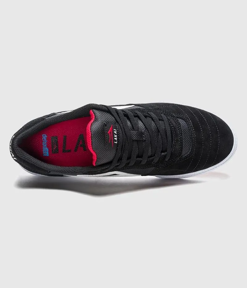 Lakai Cambridge Skate Shoes Black/White Suede