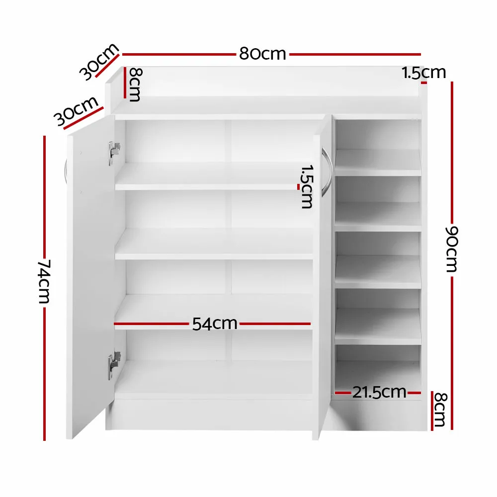 NNEDSZ 2 Doors Shoe Cabinet Storage Cupboard - White
