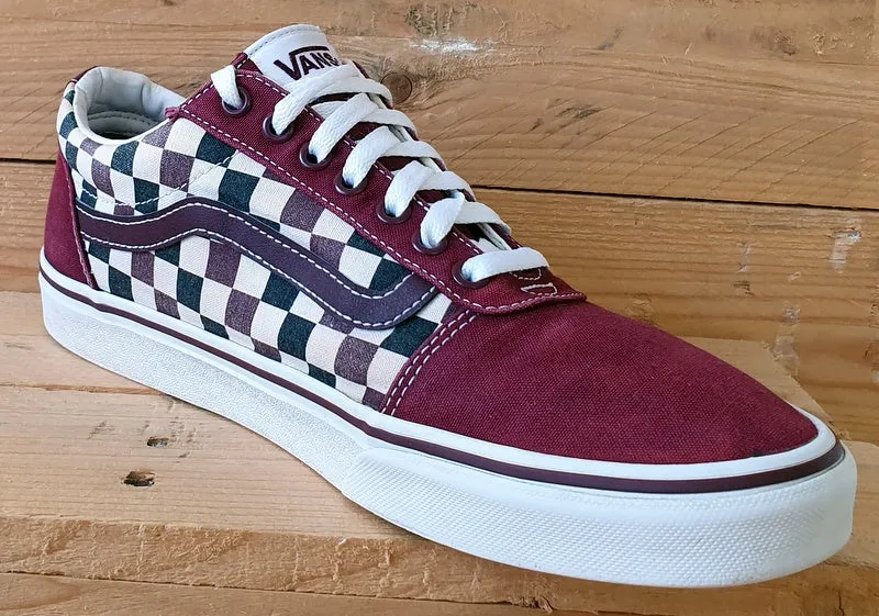 Vans Off The Wall Canvas Trainers UK9.5/US10.5/EU44 500714 Burgundy Checkerboard