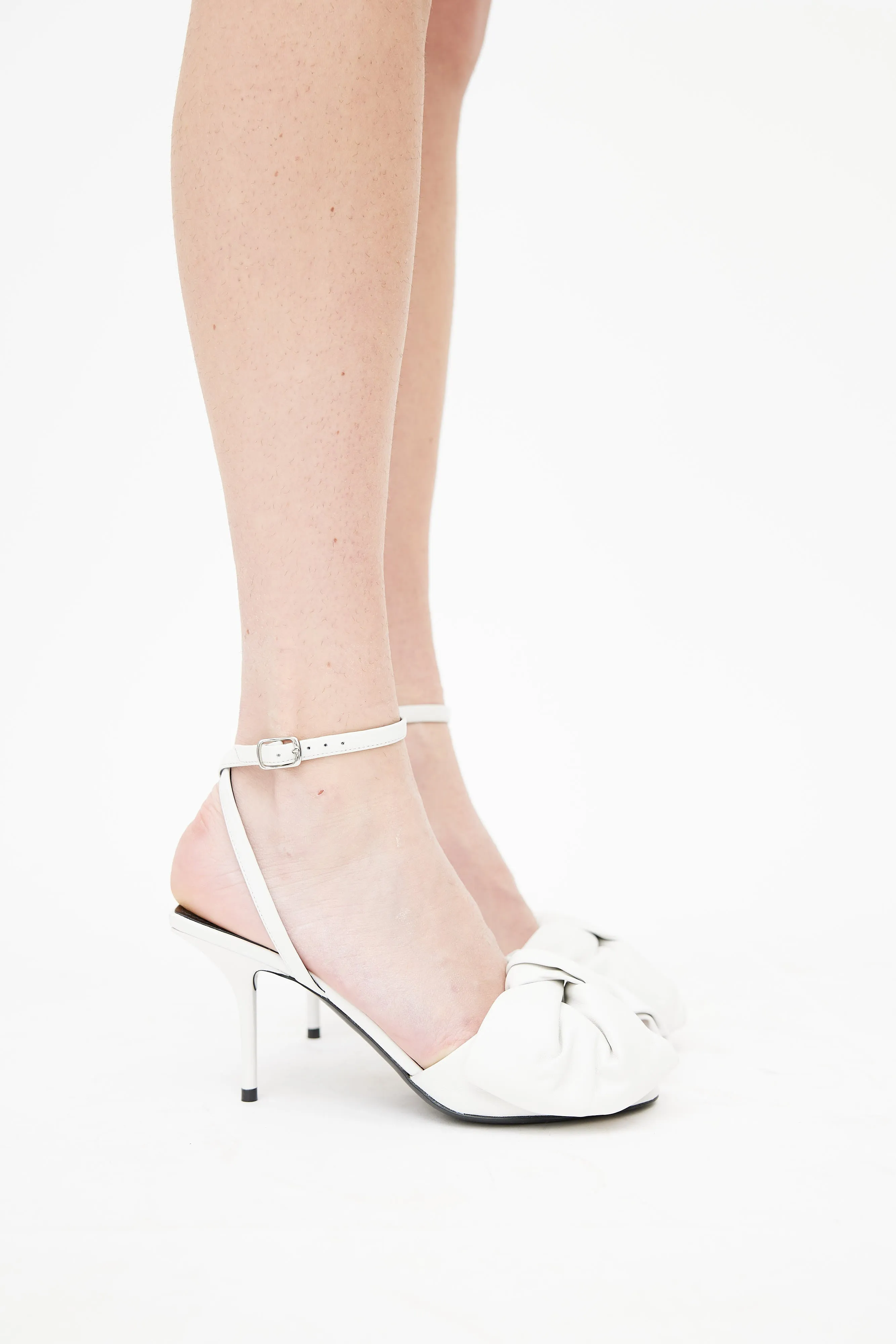 White Big Bow Heel