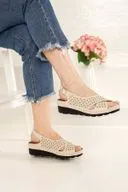 Women's Cross Strap Jelly Sandals Beige