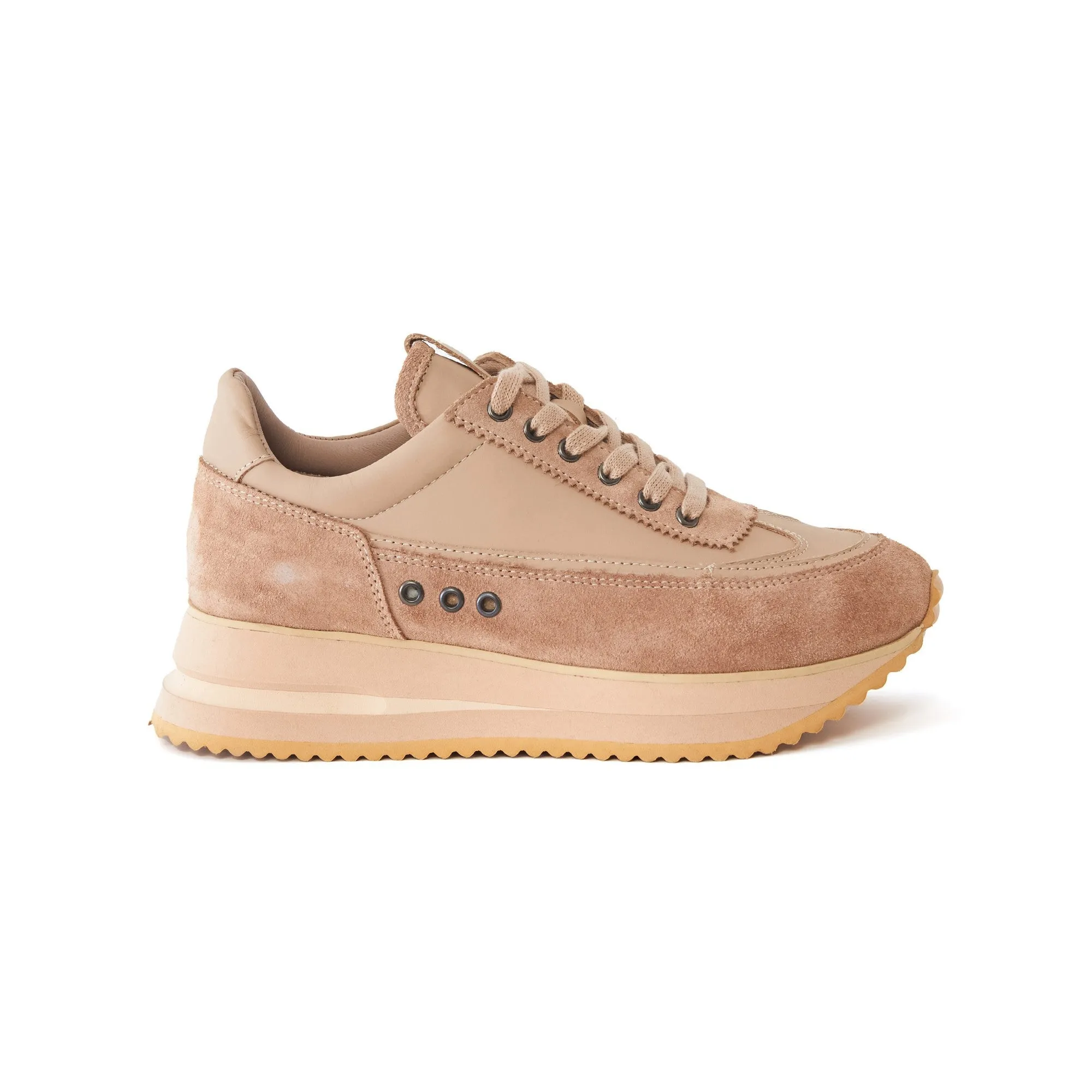Women's Suede Calf Leather Handmade Sneakers W5014